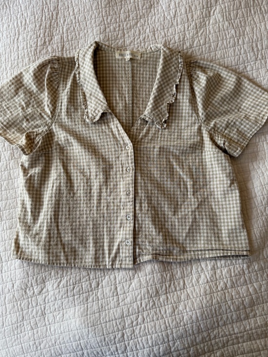 Brass & Roe Tops - Gingham Short Sleeve Blouse
